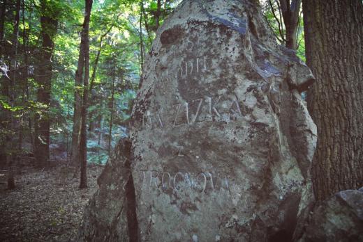 Žižkův pomník - pamětní kámen v místě původního Žižkova dubu